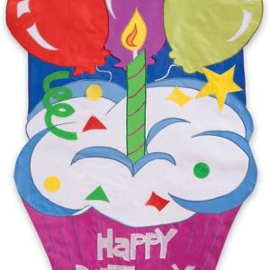 EverGreen Enterprises 16626 Jardin Taille Applique Drapeau – Joyeux anniversaire